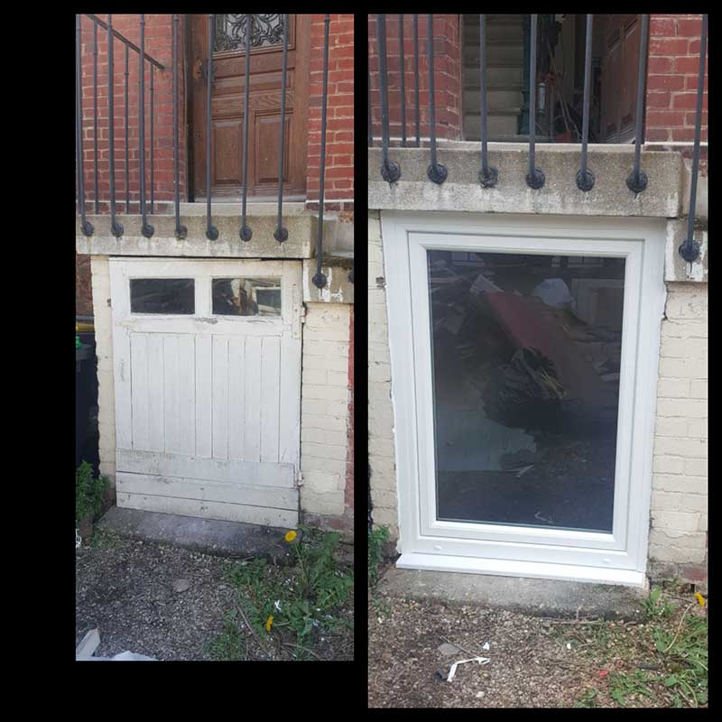 Photo avant après la rénovation et la pose d'une nouvelle fenetre PVC à l'isle adam
