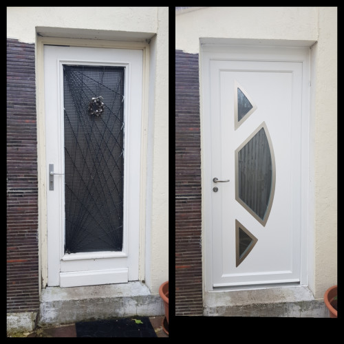 Pose de porte de pvc dans le Val d'Oise avant/après installation porte pvc dans le Val d'Oise